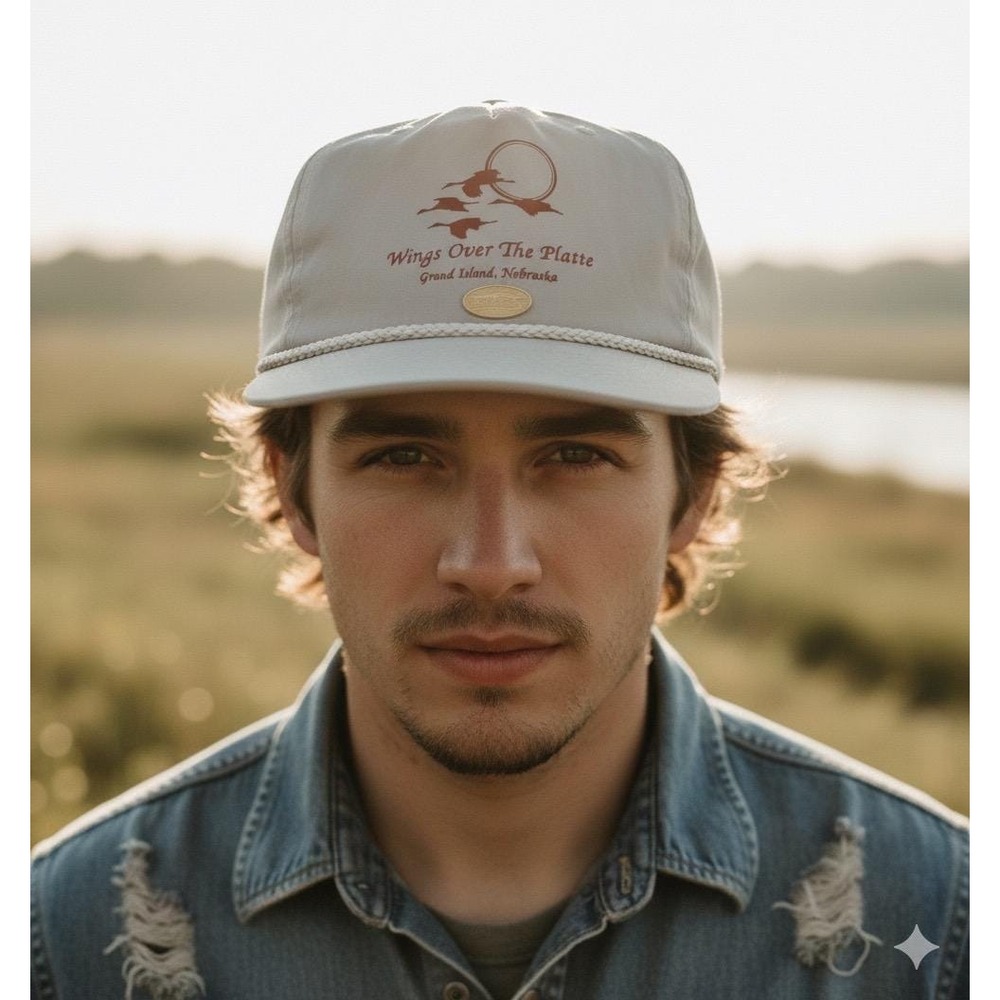 Wings Over The Platte Grand Island Nebraska Rope Hat Vintage Tan Snapback‎ Cap